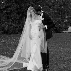 Plain Cathedral Wedding Veil with Long Blusher